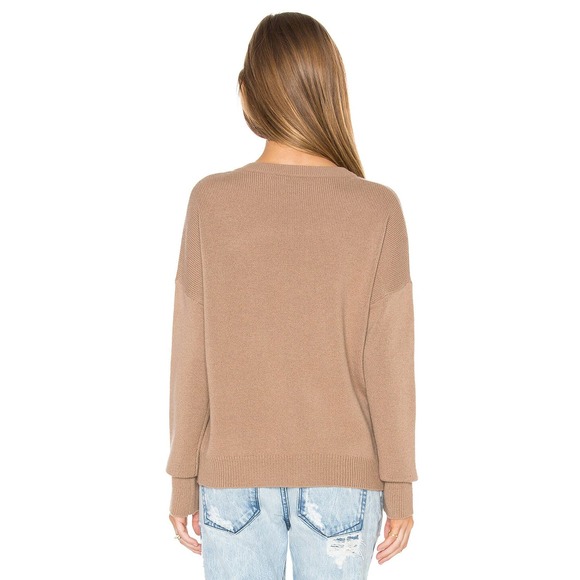 360 Cashmere x Rocky Barnes 100% Cashmere Dylan Lace Up Tan Sweater Small - Picture 3 of 7